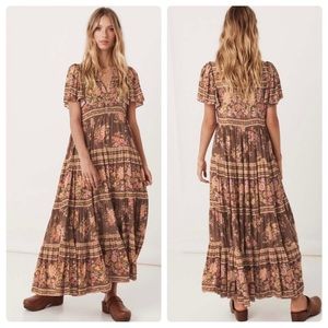 Spell and the Gypsy Meadowland Flutter Sleeve Dress Hazelnut New XS